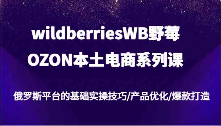 wildberriesWB野莓/OZON本土电商系列课，俄罗斯平台的基础实操技巧/产品优化/爆款打造[db:副标题]-虫2站点