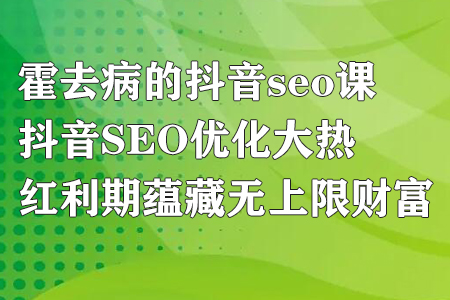 霍去病的抖音seo课，抖音SEO优化大热，红利期蕴藏无上限财富-虫2小屋