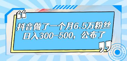 酷酷说钱：抖音做了一个月6.5万粉丝，日入300-500，公布了【付费文章】-虫2小屋