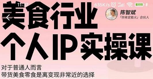 美食行业个人IP实操课，对于普通人而言，带货美食零食是离变现非常近的选择-虫2小屋
