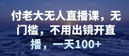 付老大无人直播课，无门槛，不用出镜开直播，一天100+-虫2小屋