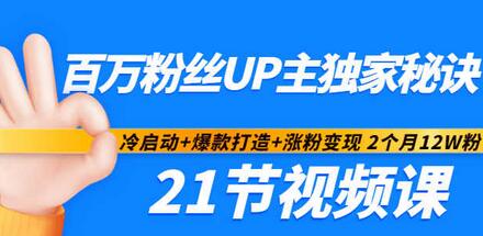 百万粉丝UP主独家秘诀：冷启动+爆款打造+涨粉变现2个月12W粉（21节视频课)-虫2小屋