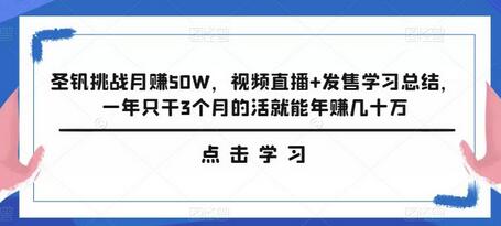 圣钒挑战月赚50W，视频直播+发售学习总结，一年只干3个月的活就能年赚几十万-虫2小屋