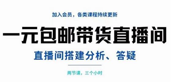 一元包邮带货直播间搭建，两节课三小时，搭建、分析、答疑-虫2小屋
