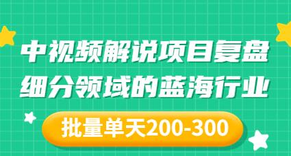 某付费文章：中视频解说项目复盘：细分领域的蓝海行业 批量单天200-300收益-虫2小屋