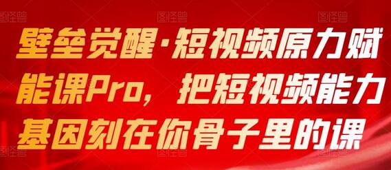 壁垒觉醒·短视频原力赋能课Pro，把短视频能力基因刻在你骨子里的课-虫2小屋