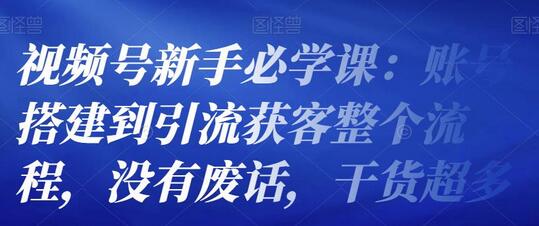 视频号新手必学课：账号搭建到引流获客整个流程，没有废话，干货超多-虫2小屋