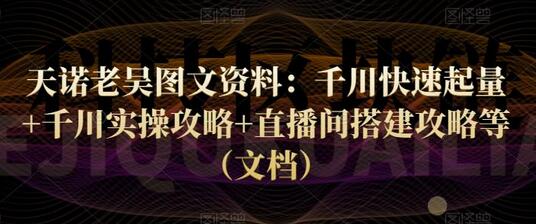 天诺老吴图文资料：千川快速起量+千川实操攻略+直播间搭建攻略等（文档）-虫2小屋