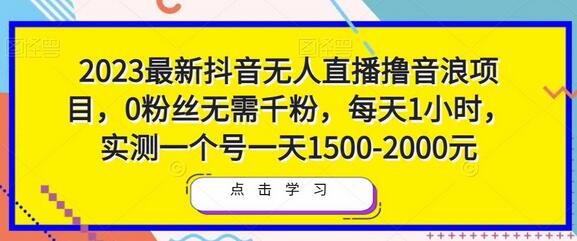 2023最新抖音无人直播撸音浪项目，0粉丝无需千粉，每天1小时，实测一个号一天1500-2000元-虫2小屋