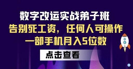 数字改运实战弟子班：告别死工资，任何人可操作，一部手机月入5位数-虫2小屋