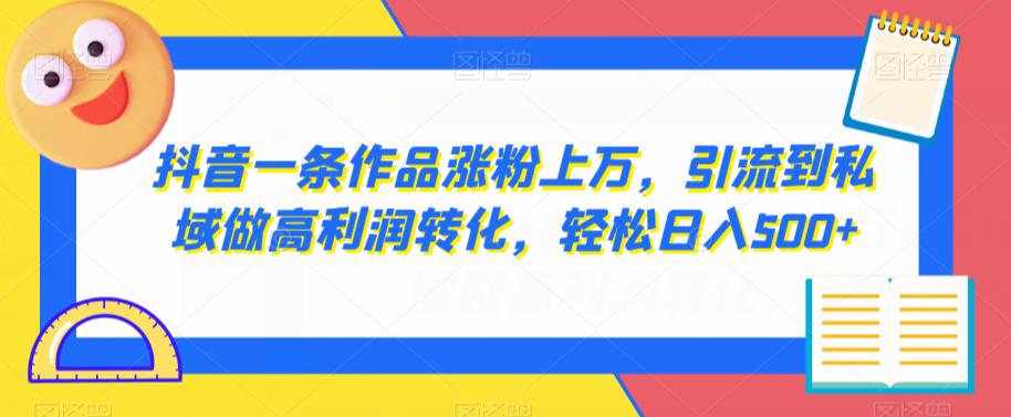 抖音一条作品涨粉上万，引流到私域做高利润转化，轻松日入500+-虫2小屋
