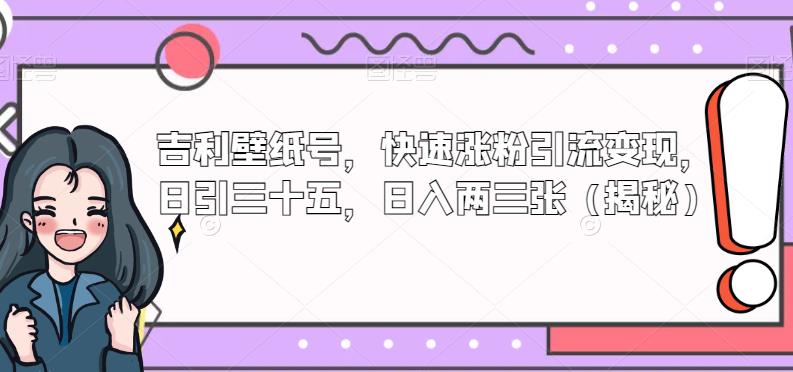 吉利壁纸号，快速涨粉引流变现，日引三十五，日入两三张（揭秘）-虫2小屋