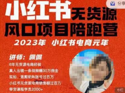 佩佩·小红书无货源风口项目陪跑营（更2023年8月）不用拍摄、不用露脸、不用买产品、不用营业执照、一部手机即可开店-虫2小屋