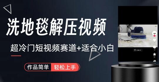 超冷门抖音短视频赛道-清洗地毯解压视频-简单无脑怼作品（教程+素材）-虫2小屋