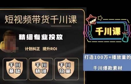 短视频带货-千川专业投放课，​精细化专业投放，计划纠正，提升ROI-虫2小屋