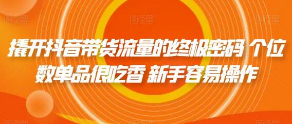 撬开抖音带货流量的终极密码 个位数单品很吃香 新手容易操作-虫2小屋