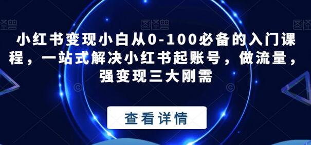 小红书变现小白从0-100必备的入门课程，一站式解决小红书起账号，做流量，强变现三大刚需-虫2小屋