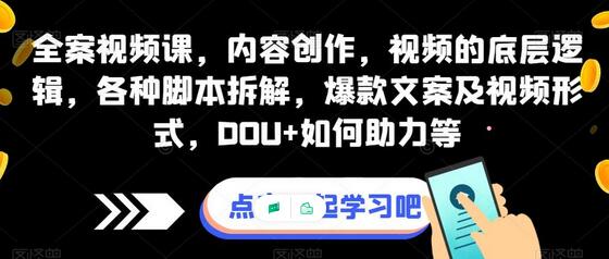 全案视频课，内容创作，视频的底层逻辑，各种脚本拆解，爆款文案及视频形式，DOU+如何助力等-虫2小屋