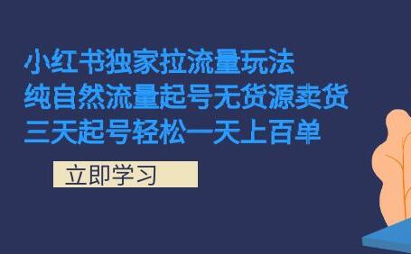 小红书独家拉流量玩法，纯自然流量起号无货源卖货 三天起号轻松一天上百单-虫2小屋