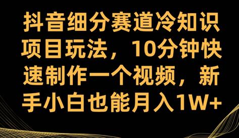 抖音细分赛道冷知识项目玩法，10分钟快速制作一个视频，新手小白也能月入1W+-虫2小屋
