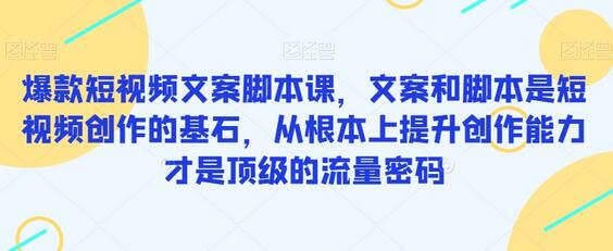 爆款短视频文案脚本课，文案和脚本是短视频创作的基石，从根本上提升创作能力才是顶级的流量密码-虫2小屋