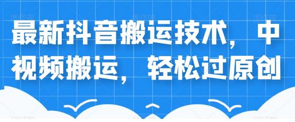 外卖598元的最新抖音搬运技术，中视频搬运，轻松过原创-虫2小屋