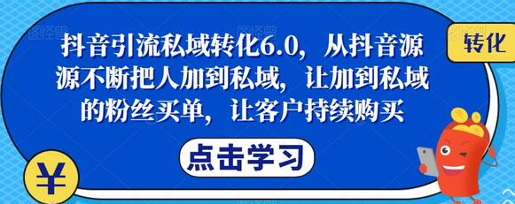 抖音引流私域转化6.0，从抖音源源不断把人加到私域，让加到私域的粉丝买单，让客户持续购买-虫2小屋