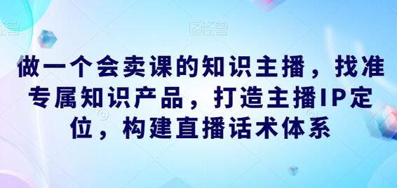 做一个会卖课的知识主播，找准专属知识产品，打造主播IP定位，构建直播话术体系-虫2小屋