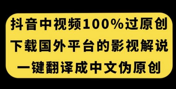 抖音中视频百分百过原创，下载国外平台的电影解说，一键翻译成中文获取收益-虫2小屋