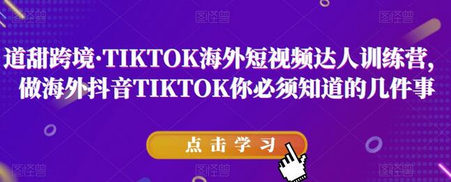 道甜跨境·TIKTOK海外短视频达人训练营，做海外抖音TIKTOK你必须知道的几件事-虫2小屋