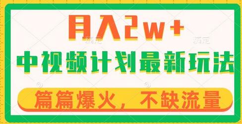 中视频计划全新玩法，月入2w+，收益稳定，几分钟一个作品，小白也可入局-虫2小屋