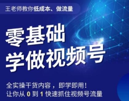 王老师教你低成本、做流量，零基础学做视频号，0-1快速抓住视频号流量-虫2小屋