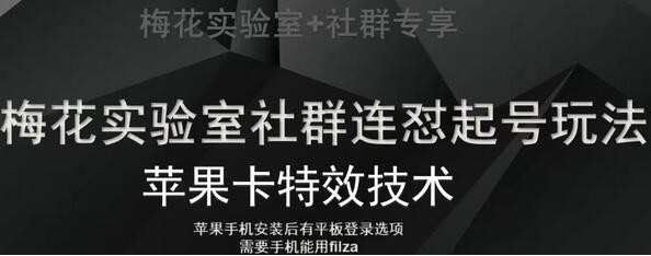 梅花实验室社群视频号连怼起号玩法，最新苹果卡特效技术-虫2小屋