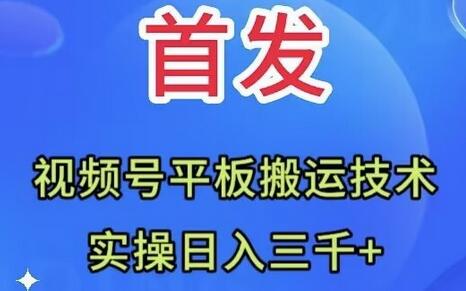 全网首发：视频号平板搬运技术，实操日入三千＋-虫2小屋