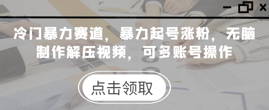 冷门暴力赛道，暴力起号涨粉，无脑制作解压视频，可多账号操作-虫2小屋