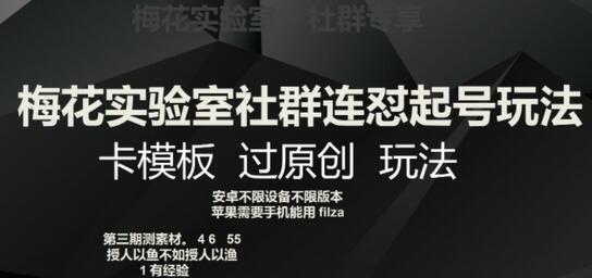 梅花实验室社群连怼起号玩法，卡模板过原创玩法-虫2小屋