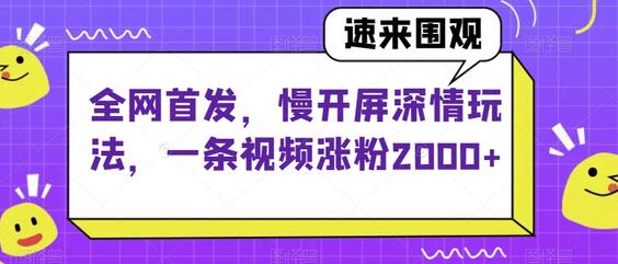 全网首发，慢开屏深情玩法，一条视频涨粉2000+-虫2小屋