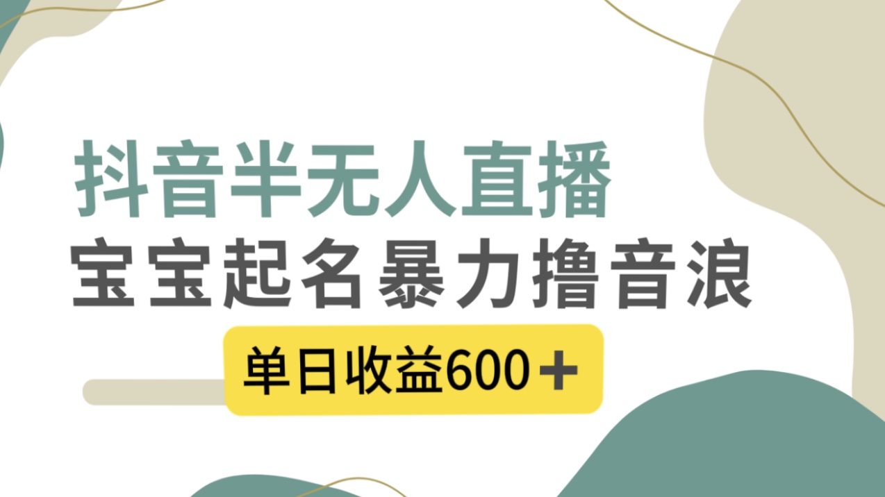 抖音半无人直播，宝宝起名，暴力撸音浪，单日收益600+-虫2小屋