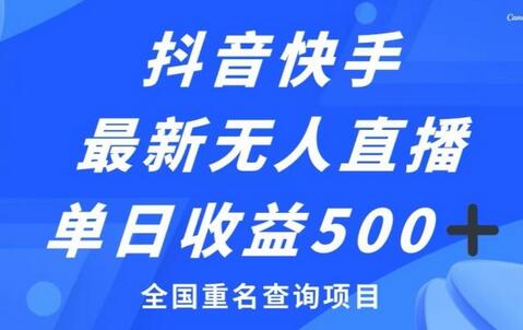 抖音快手最新无人直播变现，全国重名查询项目，日赚500+-虫2小屋