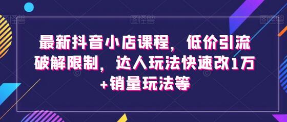 最新抖音小店课程，低价引流破解限制，达人玩法快速改1万+销量玩法等-虫2小屋