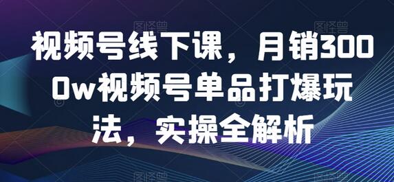 视频号线下课，月销3000w视频号单品打爆玩法，实操全解析-虫2小屋