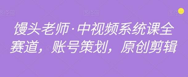 馒头老师·中视频系统课全赛道，账号策划，原创剪辑-虫2小屋