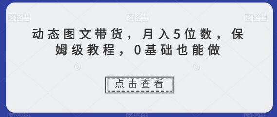 动态图文带货，月入5位数，保姆级教程，0基础也能做-虫2小屋