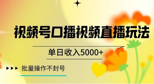 视频号囗播视频直播玩法，单日收入5000+，批量操作不封号-虫2小屋