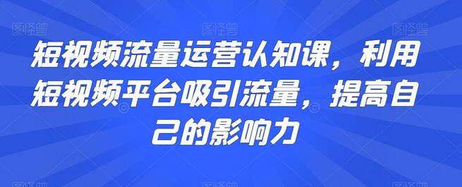 短视频流量运营认知课，利用短视频平台吸引流量，提高自己的影响力-虫2小屋