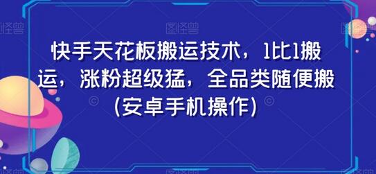快手天花板搬运技术，1比1搬运，涨粉超级猛，全品类随便搬（安卓手机操作）-虫2小屋