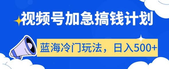 视频号加急搞钱计划，蓝海冷门玩法，日入500+-虫2小屋