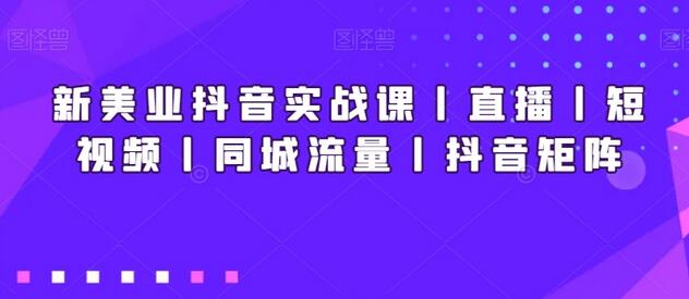 新美业抖音实战课丨直播丨短视频丨同城流量丨抖音矩阵-虫2小屋