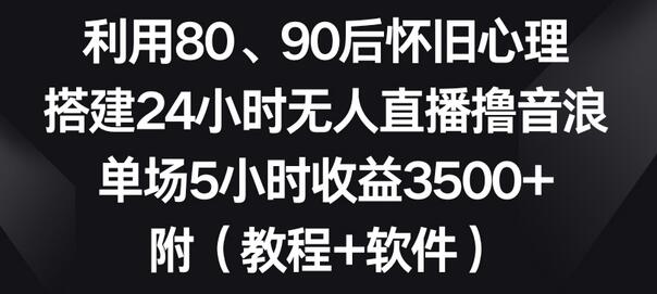 利用80、90后怀旧心理，搭建24小时无人直播撸音浪，单场5小时收益3500+（教程+软件）-虫2小屋