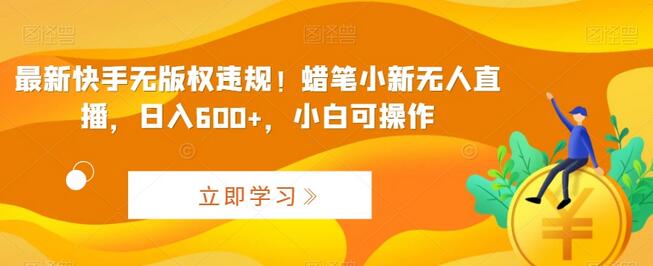 最新快手无版权违规！蜡笔小新无人直播，日入600+，小白可操作-虫2小屋